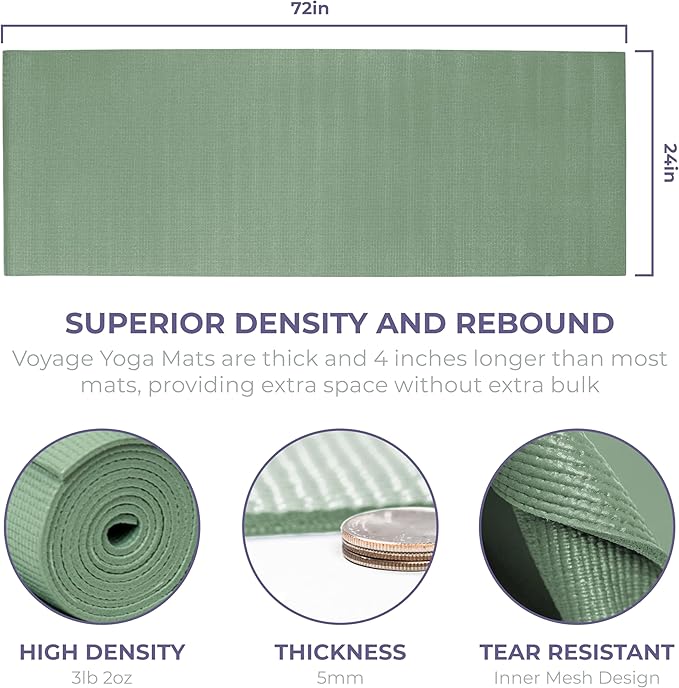 Sunshine Yoga Voyage Yoga Mat, 10 Pack, 72" x 24" Professional Studio and Gym Bulk Yoga Mats, 5mm Thick, Durable, Anti-Tear, Non Slip Fitness and Exercise Mats - Bloomnest