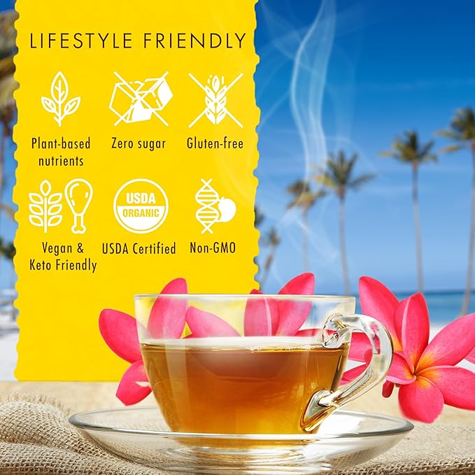 Hawaiian Natural Pineapple Strawberry Flavored Organic Tea - Tropical Fruit Green And White Tea, Perfect Daily Cup & Gift - 20 Bags - Bloomnest