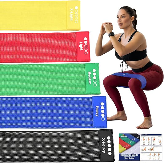 Resistance Bands for Working Out - Exercise Bands Set with Workout Guide - Fabric Elastic Bands for Physical Therapy - Fitness Bands Ideal for Legs Hip Glute - Bloomnest
