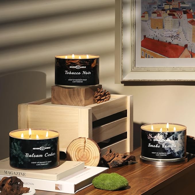 Smoke Vanilla Scented Candles, 18oz Soy Candles Non Toxic 4-Wick Large Candle Jars, Over 50 Hours of Burning Time, Ideal for Gifting, Events, Home Decor - Bloomnest