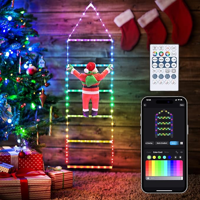 Toodour Christmas Decorations Lights, 3.3ft Smart RGB Christmas Decorative Lights with Santa Claus, Bluetooth & App Controlled Ladder Light - Music Sync Color Changing Xmas Light for Indoor Outdoor - Bloomnest