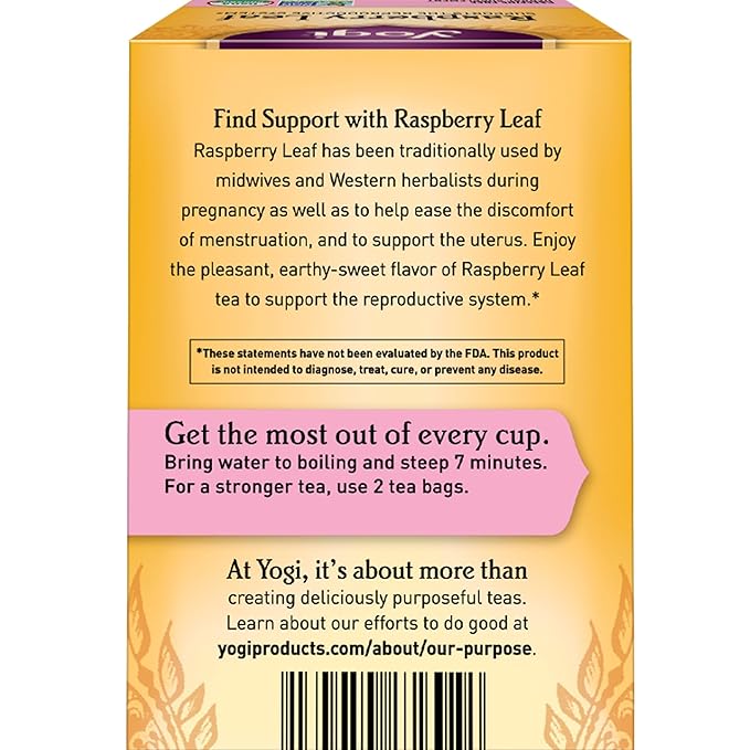 Yogi Tea Organic Raspberry Leaf Tea - 16 Tea Bags per Pack (4 Packs) - Caffeine-Free, Aids Discomfort of Menstruation - Made from Raspberry Leaves - Bloomnest