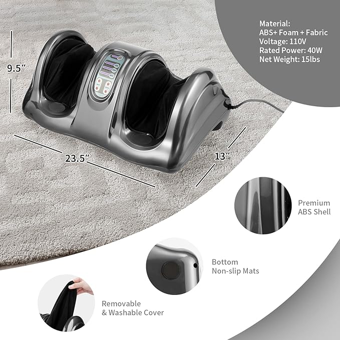ARLIME Foot Shiatsu Massager, Therapeutic Foot Massager Electric, Kneading and Rolling Reflexology for Leg Calf, Ankle, with Remote and 3 Massage Modes - Bloomnest