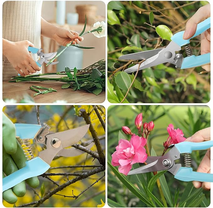 Premium Garden Shears, Pruning Scissors Gardening Tools, Pruners For Flower, Bushes, Rose And Fruit Tree, Use For Florist, Yard And Orchard the Plant Clippers, Sharp White Steel Anvil Snips - Bloomnest