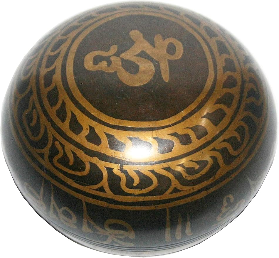 3005 SB 'D' Note Sacral Chakra Antique Tibetan Auspicious Symbol Bowl Set ~ Nepal - Bloomnest