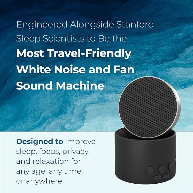 Adaptive Sound Technologies LectroFan Micro 2 - Portable Bluetooth Speaker & White Noise Machine - Compact Sound Machine for Travel - 11 Non-Looping Sounds for Sleep Support - Black - Bloomnest