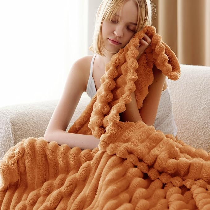 Bedsure GentleSoft Orange Twin XL Blanket for Bed - Cozy Soft Fall Blankets for Women, Cute Small Fleece Throws for Girls, Birthday Gifts for Women, 66x90 Inches - Bloomnest