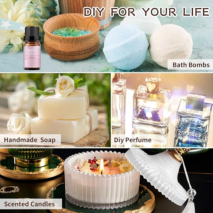 BURIBURI Lotus Essential Oil 100% Pure, Undiluted, Natural, Organic Aromatherapy Lotus Oils 10ML for Diffuser Soap Candle Making Home BURIBURI
