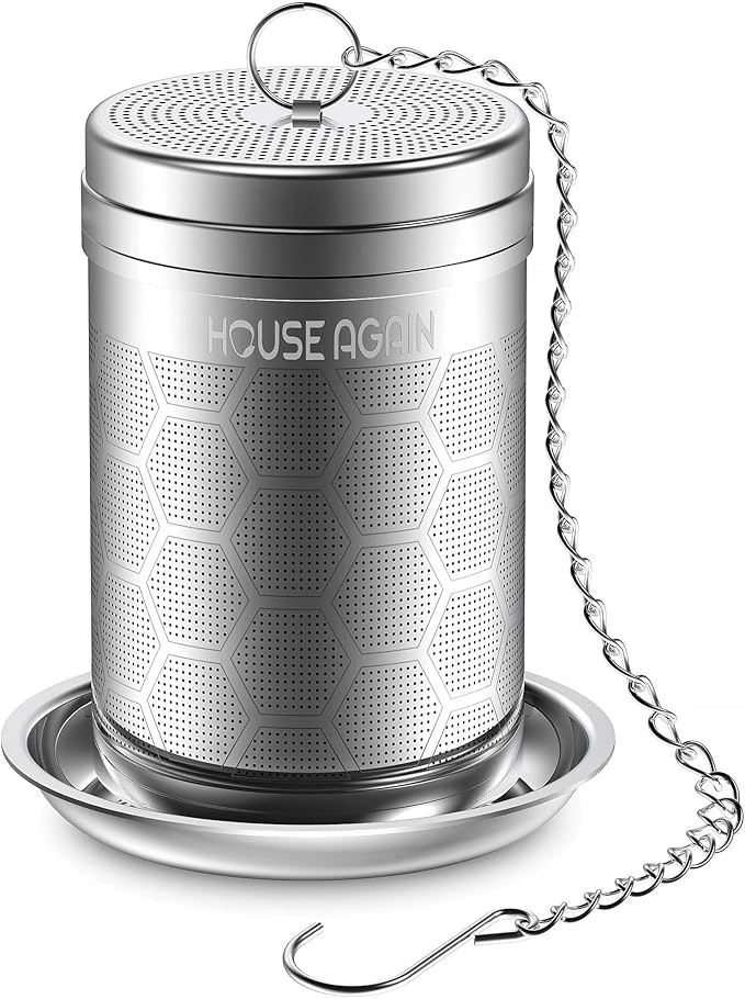 House Again Tea Infusers, Extra Fine Mesh Tea Strainers for Loose Tea, Updated Slim Threaded Lid & 304 Stainless Steel, Filter Bags Diffusers, Loose Leaf Tea Steeper for Brew Tea Spices & Seasonings - Bloomnest