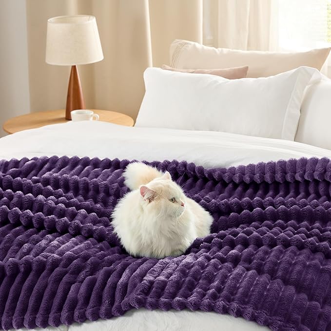Bedsure GentleSoft Purple California King Size Blanket for Couch - Cozy Soft Blankets for Women, Cute Small Fleece Throws for Girls, Birthday Gifts for Women, 102x96 Inches - Bloomnest