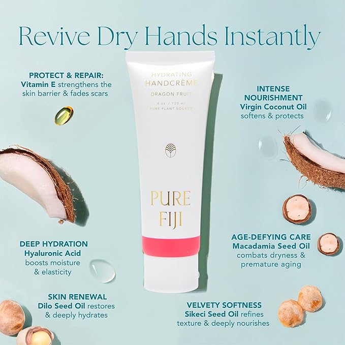 PURE FIJI Hydrating Hand Crème, Dragon Fruit (4 oz/120ml) - Bloomnest