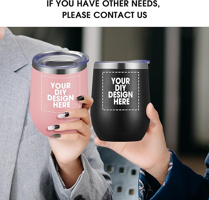 Personalized Custom Wine Tumbler Print in USA 12oz Stainless Steel Travel Coffee Cup with Lid & Straw Double Wall Insulated Mug with Colorful Text Logo Photo - Bloomnest