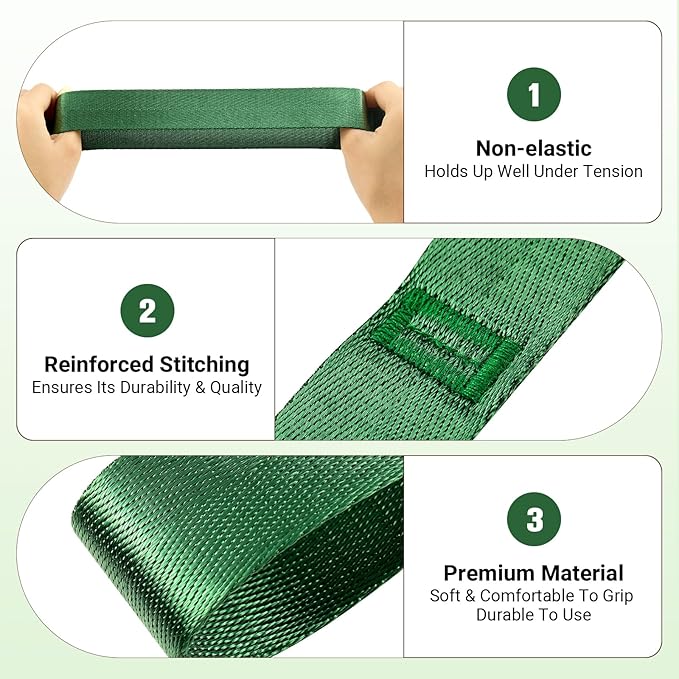 Stretch Strap With Loops For Physical Therapy, Yoga Straps For Stretching With Loops, Non-elastic Leg Straps For Knee Rehab, 8 ft Long x 1.2 inch Wide - Bloomnest