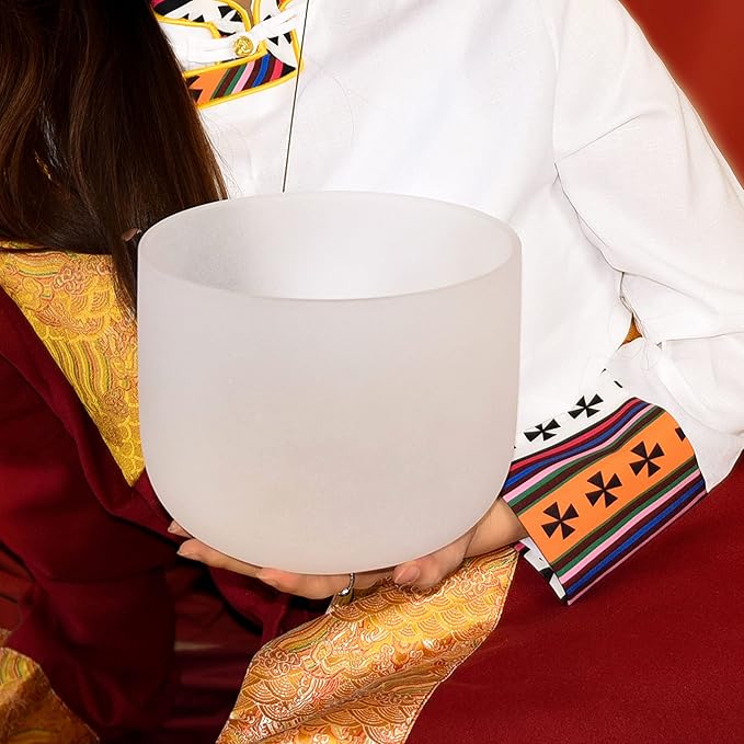 TOPFUND 8" G Note Crystal Singing Bowl Throat Chakra with Heavy Duty Carrying Case and Suede Mallet - Bloomnest