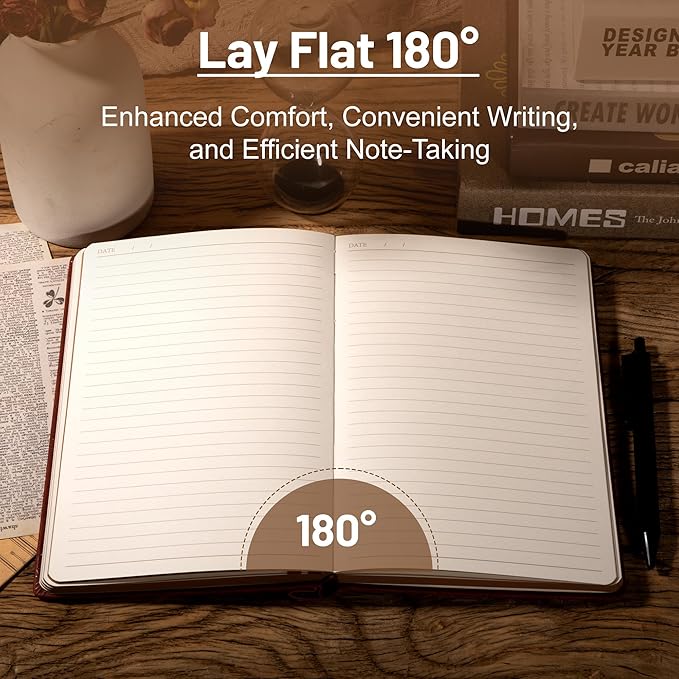 CAGIE Compass Leather Notebook Journal for Men, 100 GSM 288 Pages Lined Journals for Writing, A5 Hardcover Journaling Notebooks Gift Set with Pen for Travel Office Daily Writing - Bloomnest