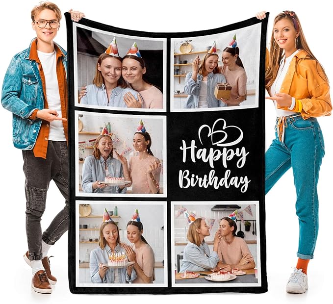 Personalized Birthday Gifts for Women, Custom Blankets with Photos, Personalized Blanket with Photos & Text, Personalized Photo Blankets - Bloomnest