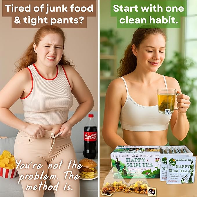Dr. Lu’s Happy Slim Tea | 100% Natural Detox Tea for Body Balance & Shape | Colon Cleanse tea for Bloating & Digestion | 11 Inno-Cleanse Herbs incl. Hawthorn, Lotus Leaf, Burdock, Dandelion | Laxative-Free - Bloomnest