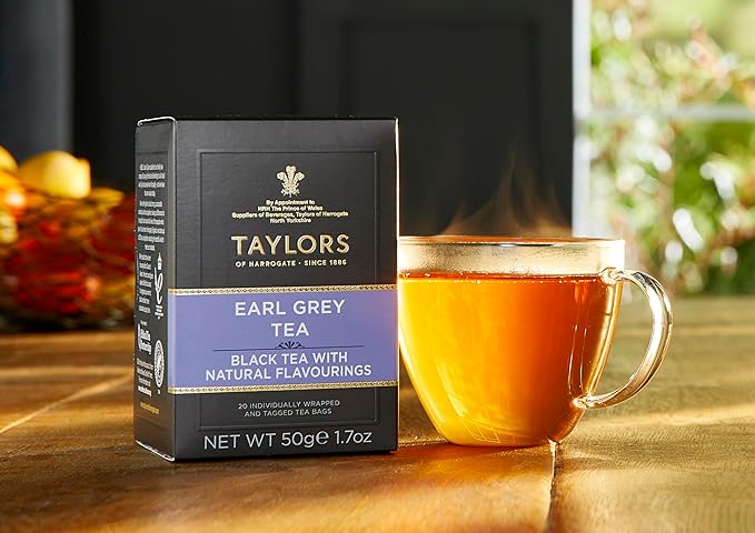 Taylors of Harrogate Earl Grey, Black Tea, Individually Wrapped Bags, Fragrant, Delicate & Light, Caffeinated, Enjoy Hot or Iced, Teabags, 20 Count (Pack of 2) - Bloomnest