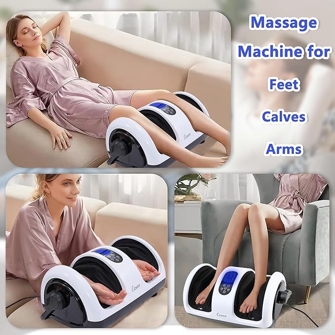 Foot Massager with Heat,Shiatsu Foot Massager for Plantar Fasciitis,Pain Relief and Heat Therapy-Massage Leg/Calf/Ankle with Deep Kneading,Gift for Family and Friends(White) - Bloomnest
