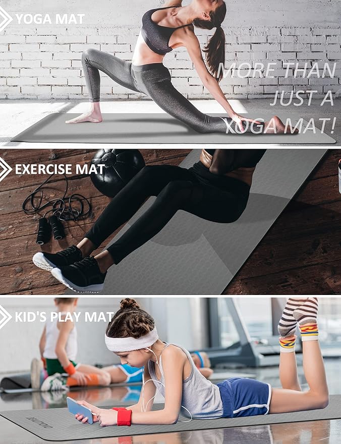 BEAUTYOVO Yoga Mat with Strap, 1/3 Inch Extra Thick Yoga Mat Double-sided Non Slip, Professional TPE Yoga Mats for Women Men, Workout Mat for Yoga, Pilates and Floor Exercises - Bloomnest