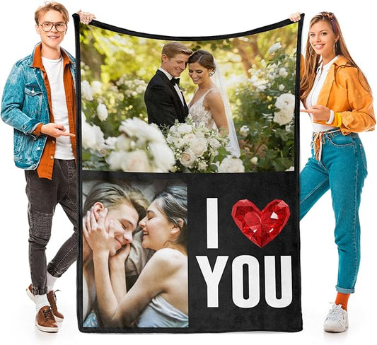 Custom Blanket with Photos, Personalized Photo Blankets Using My Own Photos, Customized Blankets with Pictures, Personalized Gifts for Women Men Baby Child - Bloomnest