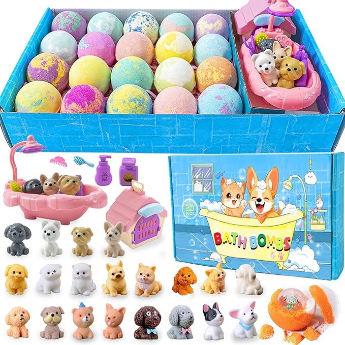 Bath Bombs for Kids with Surprise Inside for Girls Boys Toddlers, 20 Pack Organic Kids Bath Bombs with Surprise Inside, Kids Safe Handmade Bubble Bath Fizzies, Ideal Birthday Christmas Gift Set - Bloomnest