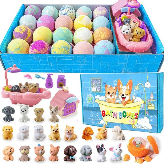 Bath Bombs for Kids with Surprise Inside for Girls Boys Toddlers, 20 Pack Organic Kids Bath Bombs with Surprise Inside, Kids Safe Handmade Bubble Bath Fizzies, Ideal Birthday Christmas Gift Set - Bloomnest