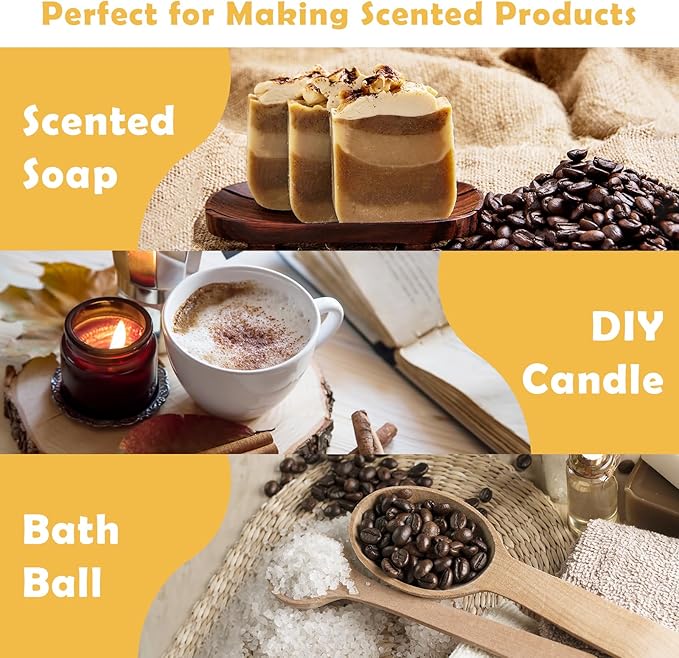 Fragrance Oil for Candle & Soap Making, Holamay Coffee Shop Set, Premium Aromatherapy Essential Oils for Diffusers for Home - Espresso, Cafe Mocha, Chocolate, Almond Biscotti and More, 10 x 5ml - Bloomnest