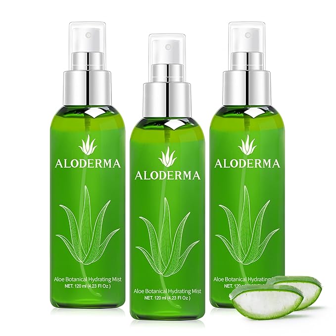 Aloderma Aloe Botanical Hydrating Mist Made with 82% Organic Aloe Vera - Soothing, Moisturizing Facial Spray with Panthenol - Refreshes, Invigorates Skin Throughout the Day, 120ml/4.23Oz (3) - Bloomnest