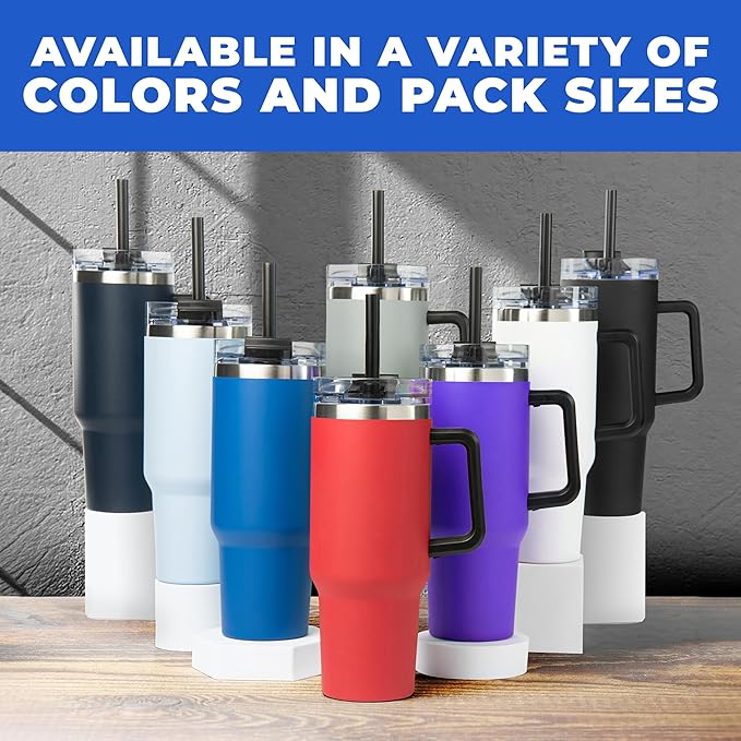 10 Ct of 40 Oz Intrepid Stainless Steel Tumbler with Lid, Straw & Handle – Red – Customizable Insulated Cups for Water, Coffee, Hot & Iced Drinks – Great for DIY, Events, Work - Bloomnest