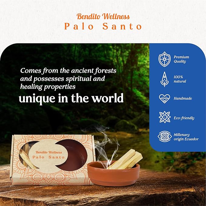 Palo Santo Sticks 20-Pack 110g - Free Holder - Ecuadorian, Premium Grade, High Resin, Sustainably Harvested Smudging Wood - Natural Incense for Aromatherapy, Meditation Bendito+Wellness