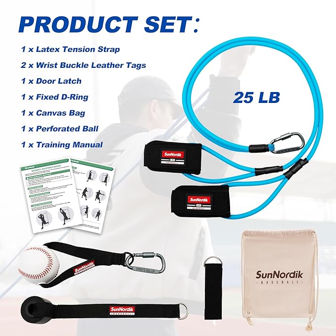 Resistance Bands for Pitchers, Baseball & Softball Training Equipment for Improving Arm Strength & Pitching Training, Baseball Pitching Bands for All Skill Levels - Bloomnest
