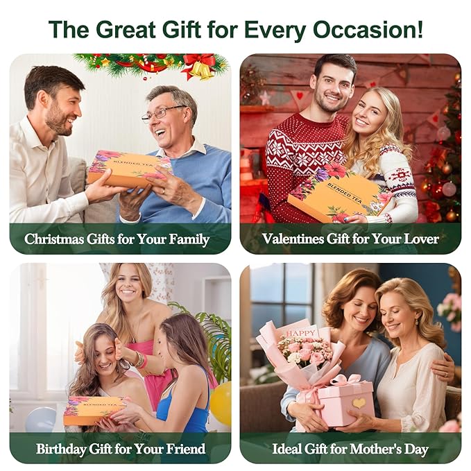 Tea Gift Set, 9 Assorted Herbal Tea, Travel Edition Gift Box for Family, Friends and Lover, Gluten Free, Non GMO