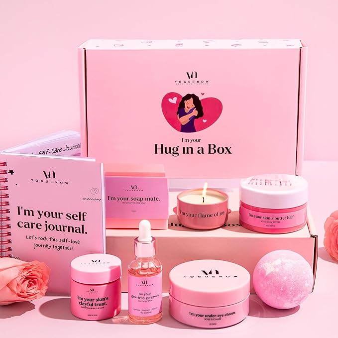 Spa Gifts for Women - Valentines Gift (Set of 8) - Premium Self Care Spa Kit- Bath, Skin Care Sets & Self Care Items - Pampering Valentine Gifts for Women, Spa Gift Basket, Galentines Day Gifts - Bloomnest