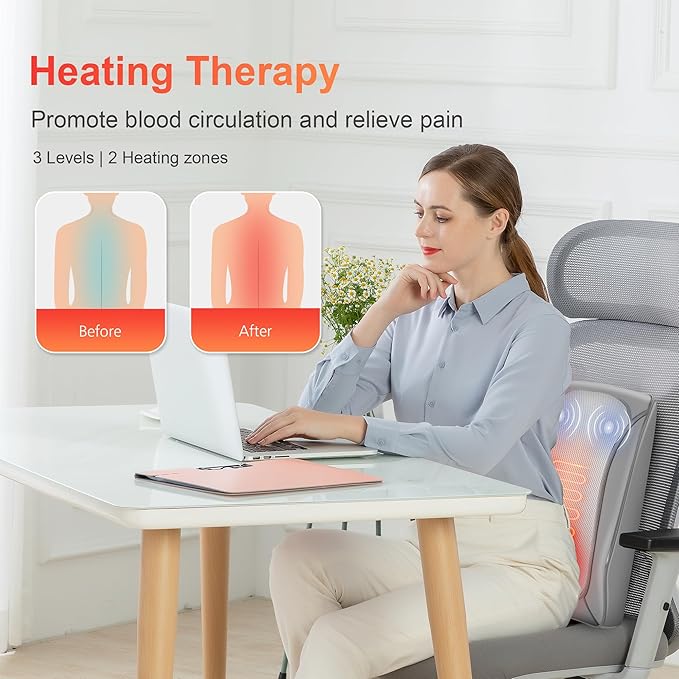 COMFIER Shiatsu Neck and Back Massager with Heat & Vibration, 3D Deep Kneading Back Massage for Pain Relief, Home Office Use,Gift for Her/Him,Gray - Bloomnest