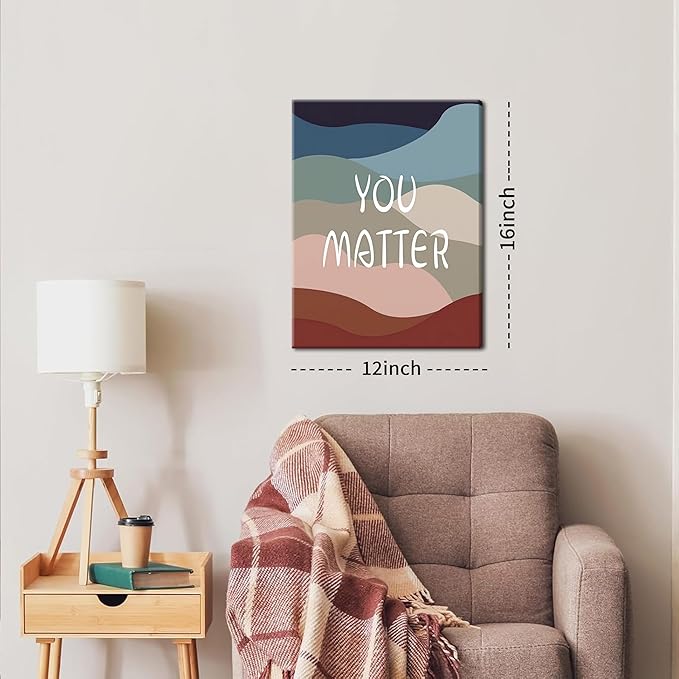 YHCTHT You Matter Canvas Wall Art – Framed Inspirational Positive Affirmation Wall Decor, Motivational Painting Artwork Prints for Bedroom, Home Office, or Meditation Room – 12x16in - Bloomnest