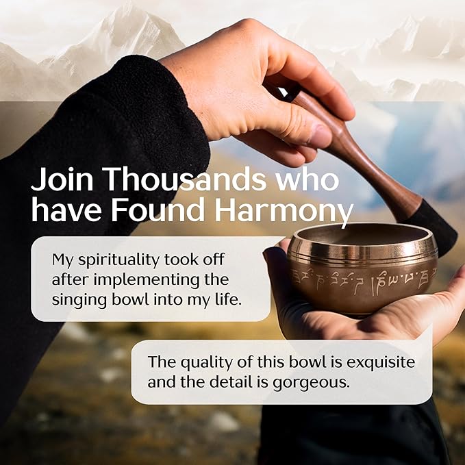 Handmade Tibetan Etched Singing Bowl Set – Sound Bowl & Meditation Bowl with Cushion, Mallet & Guide – Stress Relief Instruments – Spiritual Decor for Wellness Spaces – Yoga Relaxation Accessories - Bloomnest