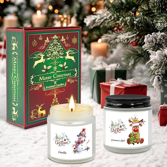 Christmas Scented Candles for Home, 6 Pack Soy Set, 21 oz Jar, Perfect Gifts for Women/Coworker/Girlfriend/Friends - Bloomnest