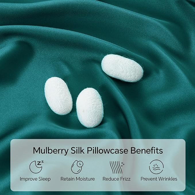 INFIIXSO Mulberry Silk Pillow Cases King Size Set of 2, Silk Pillowcase with Hidden Zipper 20"x36", Extraordinary Smooth and Soft Pillow Case for Hair and Skin(Teal, 2 Pack) - Bloomnest