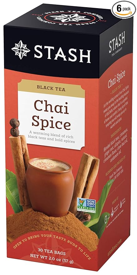 Stash Tea Chai Spice Black Tea, 6 Boxes of 30 Tea Bags Each (180 Tea Bags Total) - Bloomnest
