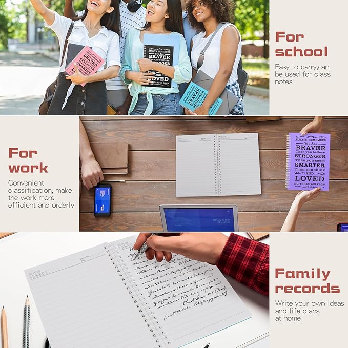 Spiral Notebook Journal, 4 Pcs Hardcover Spiral Notebooks,College Ruled Hardcover Notebook for Work,A5 Notebooks for Work School Note taking, Lined Journal for Women (always 4 colors) - Bloomnest
