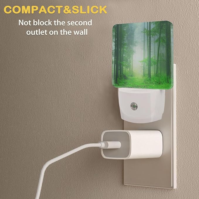 Misty Forest Night Light, Fantasy Green Tree Night Lights Plug Into Wall with Dusk to Dawn Sensor Wall Lamp, Nightlights for Bedroom, Bathroom, Hallway, Kitchen, Gifts Ideal for Girls Women - Bloomnest