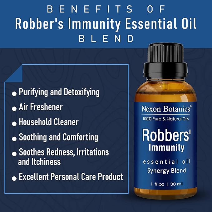 Robbers' Immunity Essential Oil Blend 30 ml - Immune Boost Aromatherapy for Diffusers - Natural Shield Against Impurities - Nexon Botanics - Bloomnest