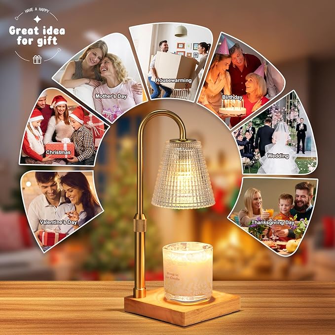 Adjustable Candle Warmer Lamp with Timer Dimmer,Birthday Gifts for Women Mom Sister,House Warming Gifts New Home Room Decor,Vintage Wax Warmer for Scented Wax Jar Candles