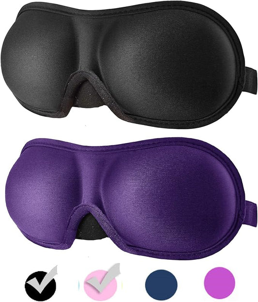 3D Eye mask for Sleeping,Machine Washable, Sleep Mask for Women, Blinder Blindfold Airplane (Black+Purple) - Bloomnest
