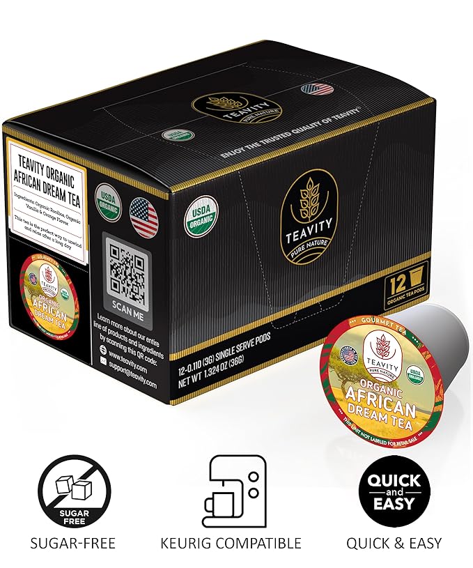 Organic Rooibos Tea Pods with Vanilla & Orange - Naturally Decaf Tea - African Dream by Teavity (36 Tea Pods) - Bloomnest