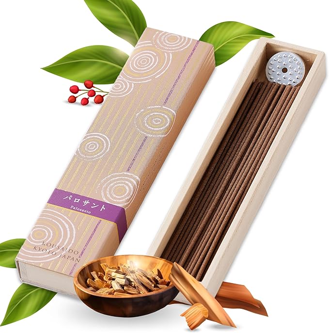 Hasegawa Hyakurakuko Premium Japanese Sandalwood Incense - Long Type, 40 Sticks with Aluminum Holder, 20-30 Min Burn Time, Made in Japan 線香 百楽香 (Palo Santo) %E3%81%AF%E3%81%9B%E3%81%8C%E3%82%8F%EF%BC%88Hasegawa%EF%BC%89