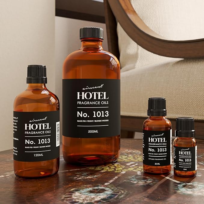 AirScent Hotel Diffuser Oil No. 1013 - Black Fig Peony Blonde Woods - Hotel Scent Dupe - Premium Fragrance Oil for Ultrasonic and Waterless Diffusers and Crafting - 30 mL, 1 fl oz Glass Bottle - Bloomnest