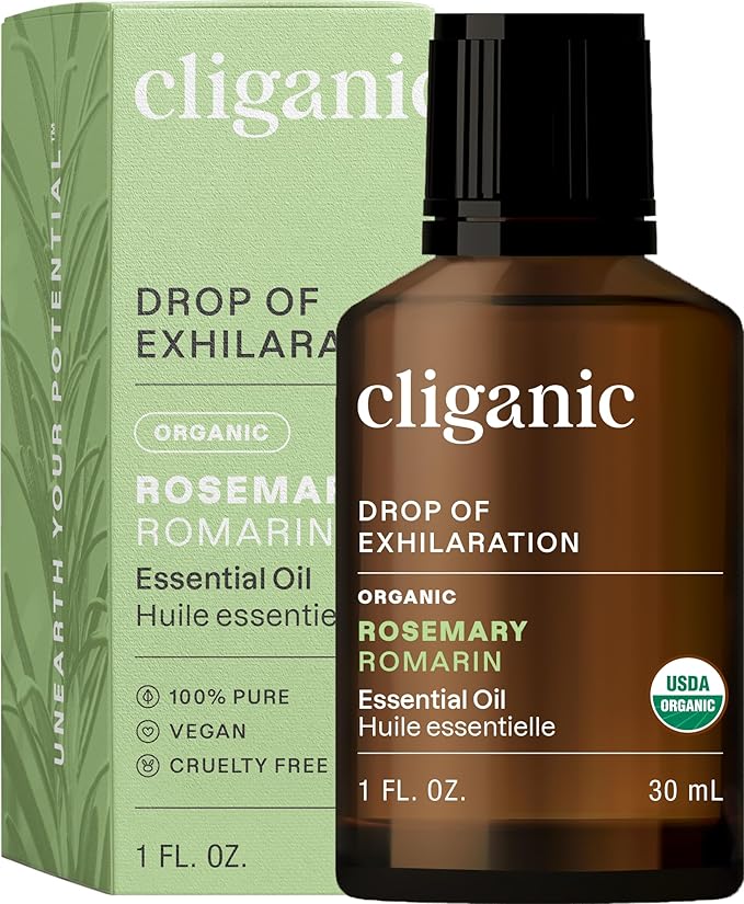 Cliganic Organic Rosemary Essential Oil, 1oz - 100% Pure Natural Undiluted, for Aromatherapy | Non-GMO Verified (Packaging May Vary) Cliganic