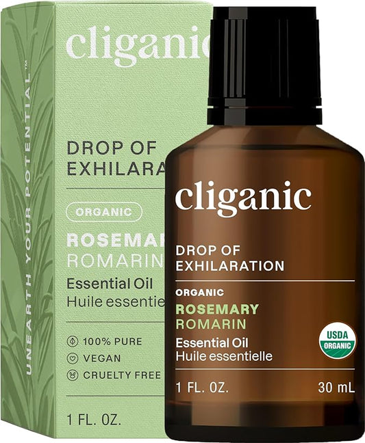 Cliganic Organic Rosemary Essential Oil, 1oz - 100% Pure Natural Undiluted, for Aromatherapy | Non-GMO Verified (Packaging May Vary) Cliganic